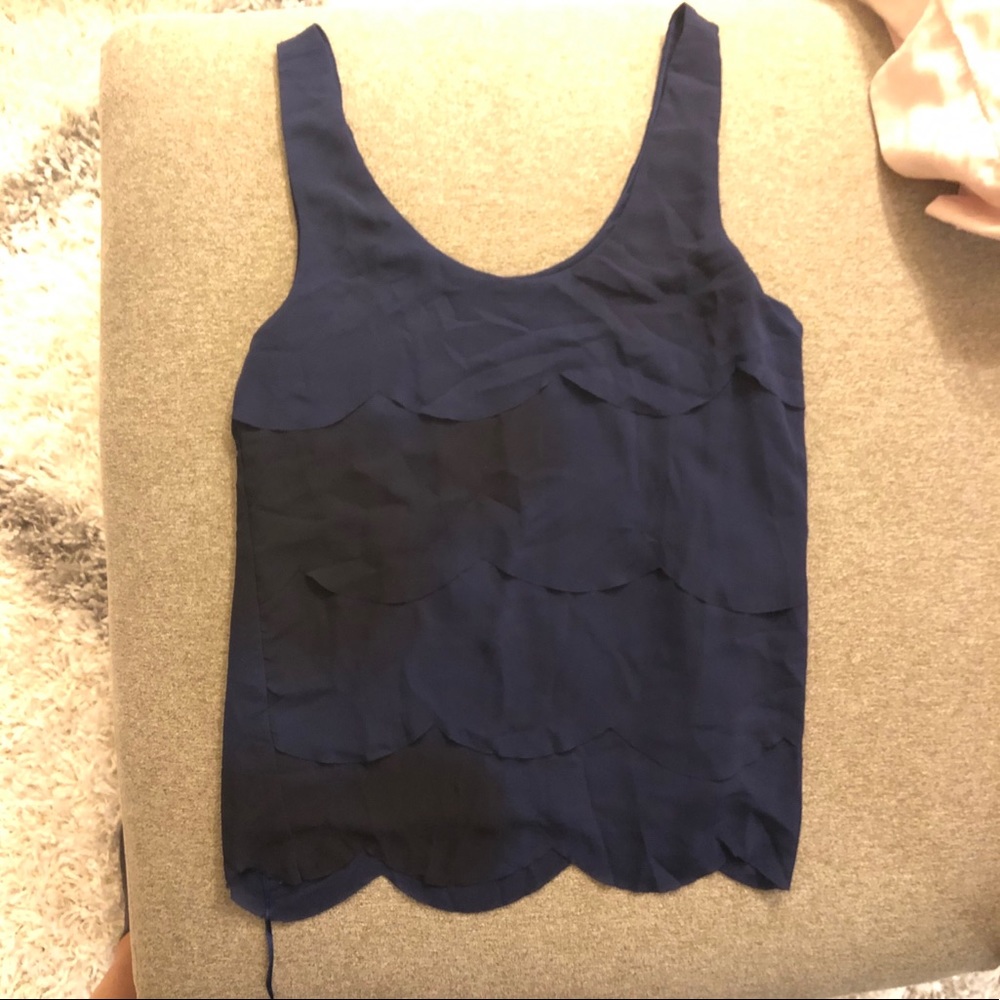 Tobi Scalloped Navy tank top